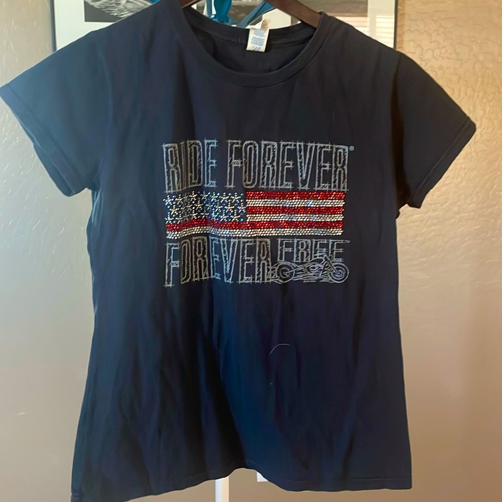 Delta soft, ride forever forever free, women’s t shirt, small